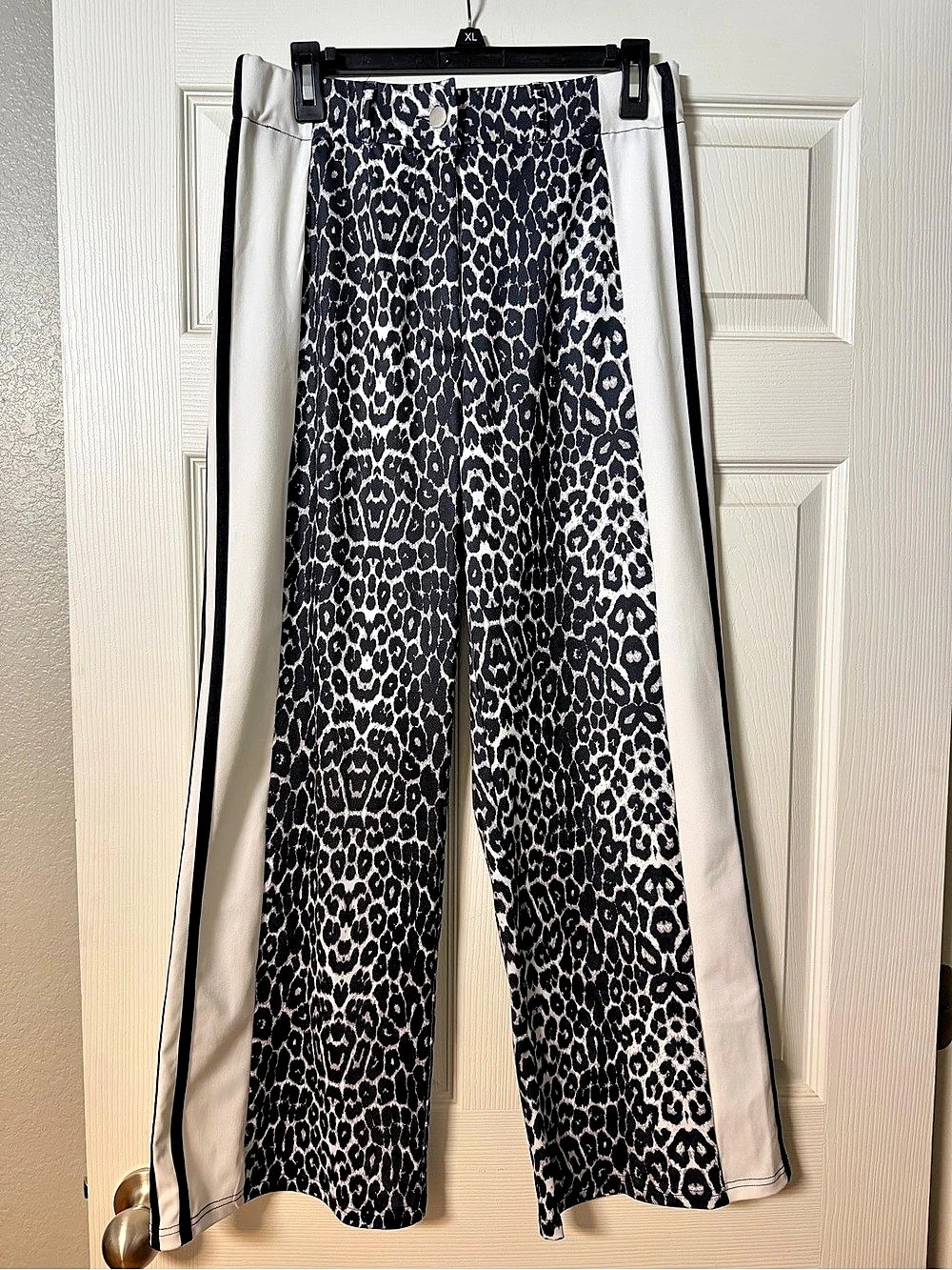 Stories Be Told Townie Animal Satin Tape Side, Elastic Waist Pants Wide Leg Pant